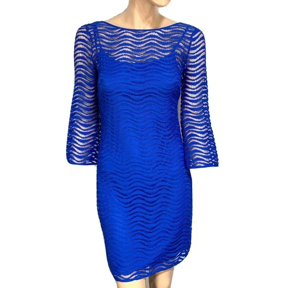Lilly Pulitzer | Dresses | Lilly Pulitzer Topanga Sapphire Blue Lace 34  Sleeve Tunic Dress Size Xs | Poshmark